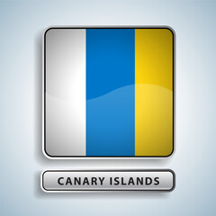 Fototapeta premium Canary Islands flag square button Isolated on color gradient background. Exclusive Icon flag