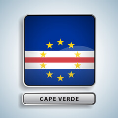 Cape Verde flag square button Isolated on color gradient background. Exclusive Icon flag