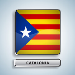 Catalonia flag square button Isolated on color gradient background. Exclusive Icon flag