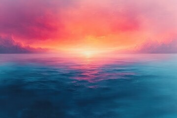 Obraz premium Vibrant sunset over misty sea