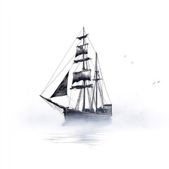ghost ship torn sails fog spooky pirate
