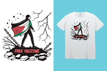 Express your support with this Free Palestine graphic t-shirt design vector illustration.