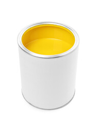 Can of yellow paint isolated on white