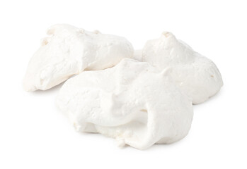 Delicious homemade meringue cookies isolated on white