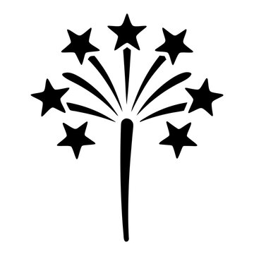recommend clip art: Stylized starburst or firework with seven star shaped accents in silhouette