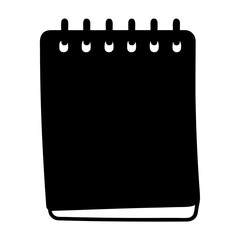 Black and white drawing of a spiral notebook or notepad image