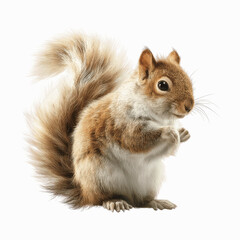 Adorable Fluffy Squirrel Posing on White Background
