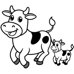 cute cow cartoon animal vector