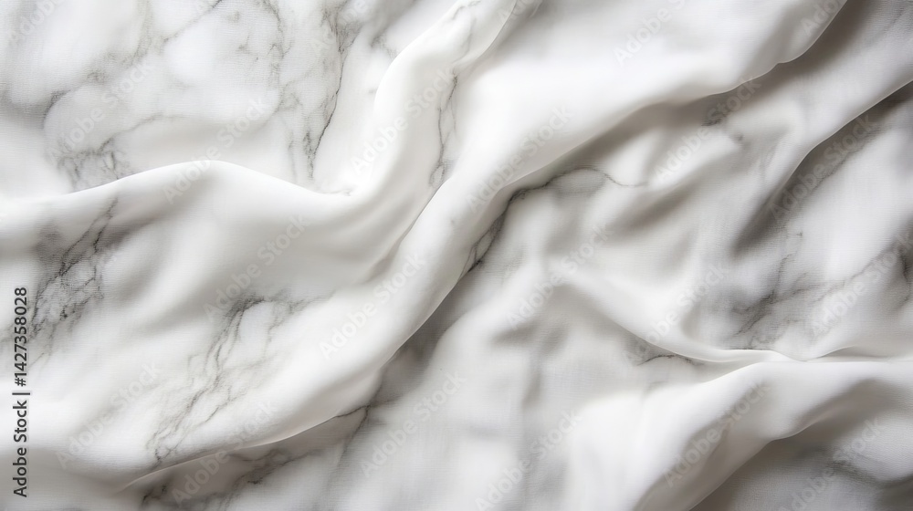 Poster elegant white fabric draped texture with gray marble pattern subtle soft background design for moder