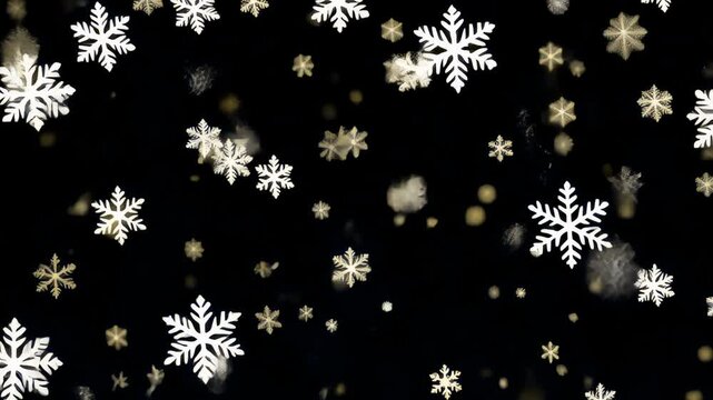 Snowflakes falling animated overlay, transparent 4K video, alpha channel, ProRes 4444