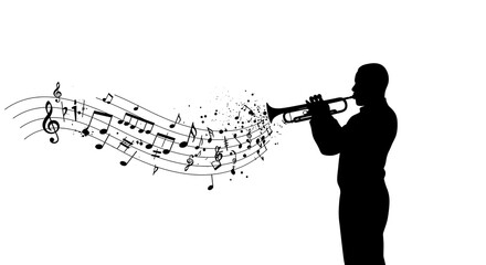 musician playing the violin with melody effect