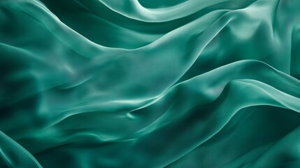 Obraz premium Elegant Teal Silk Fabric Drapery Soft Texture Background Teal Green Shimmering Luxurious Smooth Wave Abstract Flowing Sheer Drape Textile Design Element High Resolution Image Perfect for Fashion 