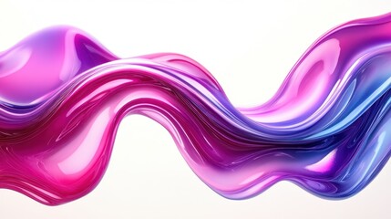 A vibrant, flowing ribbon of iridescent purple and blue creates a dynamic, abstract wave against a neutral background