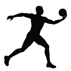 Dodgeball player silhouette vector isolated on white background