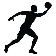 Dodgeball player silhouette vector isolated on white background
