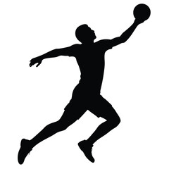 Handball player silhouette isolated on white background 