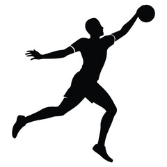 Handball player silhouette isolated on white background 