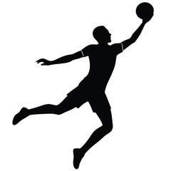 Handball player silhouette isolated on white background 