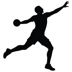 Handball player silhouette isolated on white background 