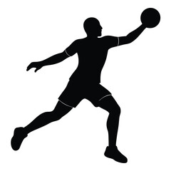 Handball player silhouette isolated on white background 