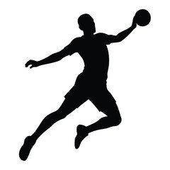Handball player silhouette isolated on white background 