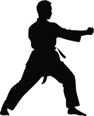 Karate player silhouette isolated on white background