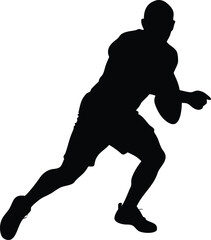 Rugby player silhouette isolated on white background