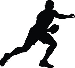 Rugby player silhouette isolated on white background