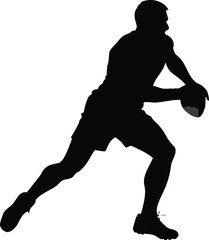Rugby player silhouette isolated on white background