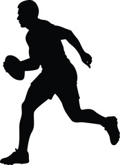 Rugby player silhouette isolated on white background