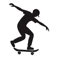 Skateboarding silhouette vector isolated on white background