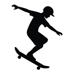 Skateboarding silhouette vector isolated on white background