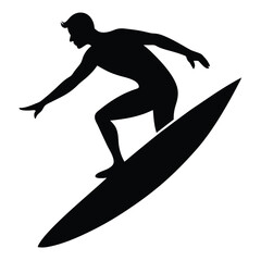 Surfing silhouette vector isolated on white background