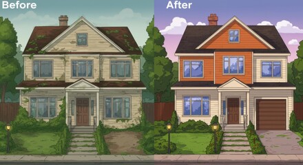 Fototapeta premium House Renovation Before and After