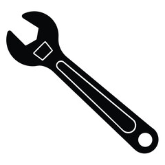 isolated Black vector basin wrench WIith White Background