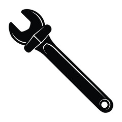 isolated Black vector basin wrench WIith White Background