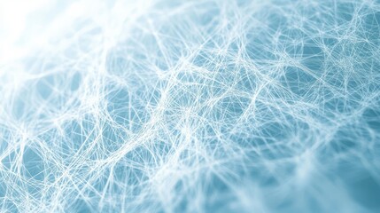 Ethereal network of glowing white lines against a cool blue backdrop, resembling delicate frost or neural connections
