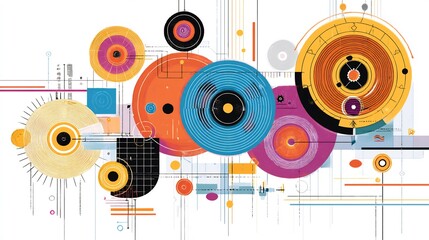 Obraz premium Colorful automation spirals tech networks visualizing workflow optimization task automation and AI productivity tools