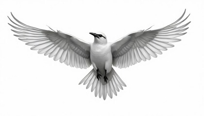 Fototapeta premium Elegant Flight: A majestic bird soars gracefully with outstretched wings, a symbol of freedom and aspiration against a pristine backdrop.