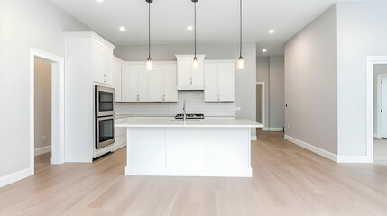 Spacious Modern White Kitchen Interior