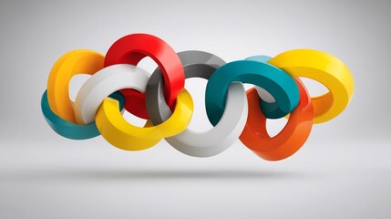 Colorful interconnected shapes representing joint ventures strategic alliances corporate mergers Ideal for collaboration visuals and partnership presentations