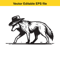 A wolf wearing a Western hat vector