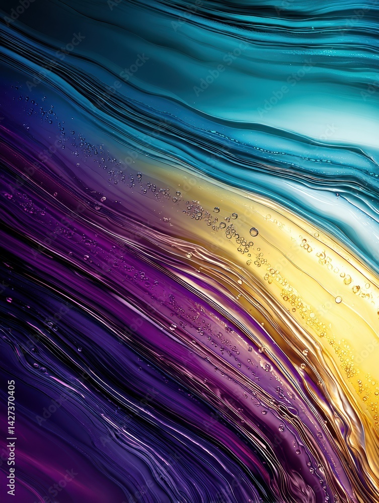 Poster Vibrant Oil Slick Texture Creating a Colorful Background for Product Presentation in an Artistic Setting