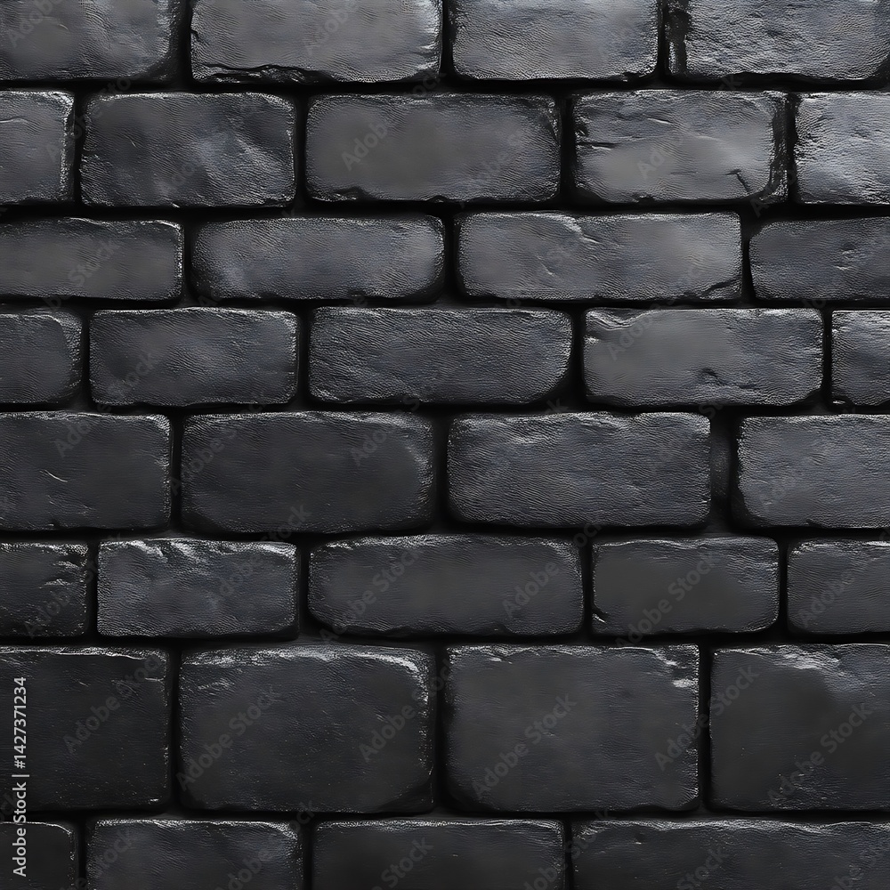 Poster dark gray brick wall texture. close-up view of a dark gray brickwork, showcasing a repeating pattern