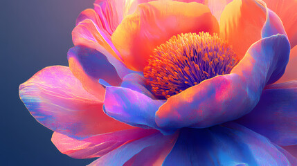 Vibrant flower with pixelated texture and bold color gradients. Bloom Core. Illustration