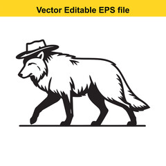 A wolf wearing a Western hat vector