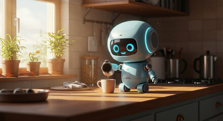 Fototapeta premium robot doing coffee