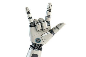3D illustration of robotic hand rock and roll, isolated on transparent background - generated by ai