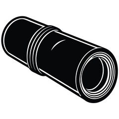 isolated Black vector Plamber Element pipe insulation WIith White Background
