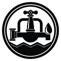isolated Black vector Plamber Element plumbing company logo WIith White Background